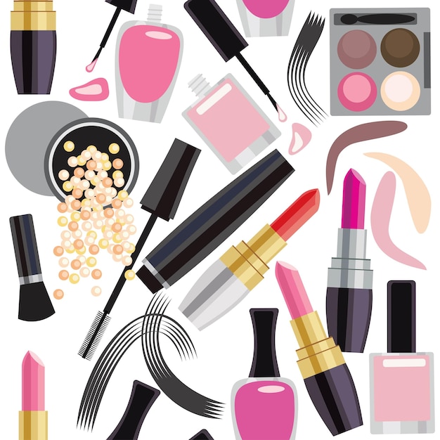 Vector de mano de patrón de productos de belleza