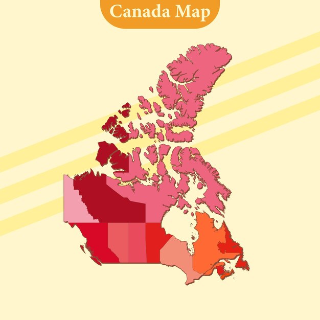 Vector mapa de Canadá vector con regiones y ciudades líneas y completo cada región