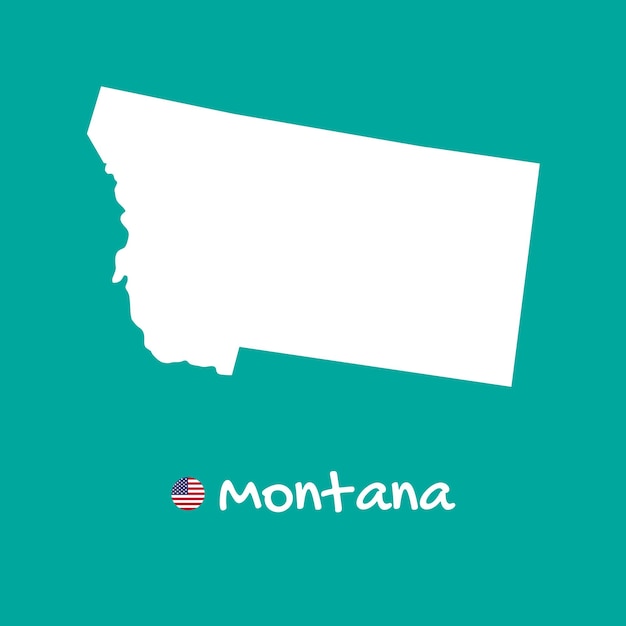 Vector mapa detallado de Montana aislado sobre fondo azul. Silueta o fronteras del estado de Estados Unidos.