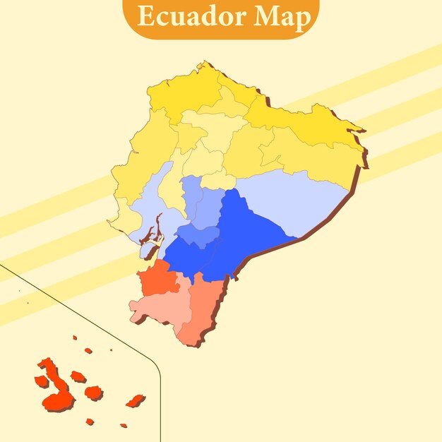 Vector vector mapa de ecuador vector con regiones y ciudades líneas y completo cada región