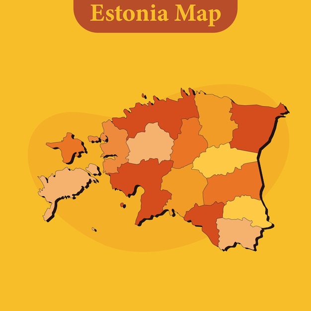 Vector de mapa de Estonia con regiones y ciudades líneas y completa cada región