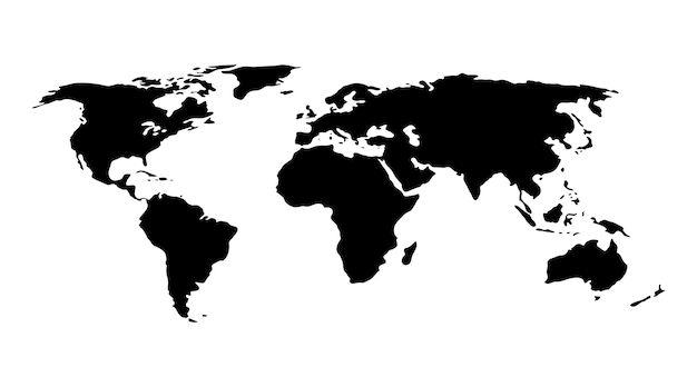 Vector de mapa del mundo aislado en fondo blanco
