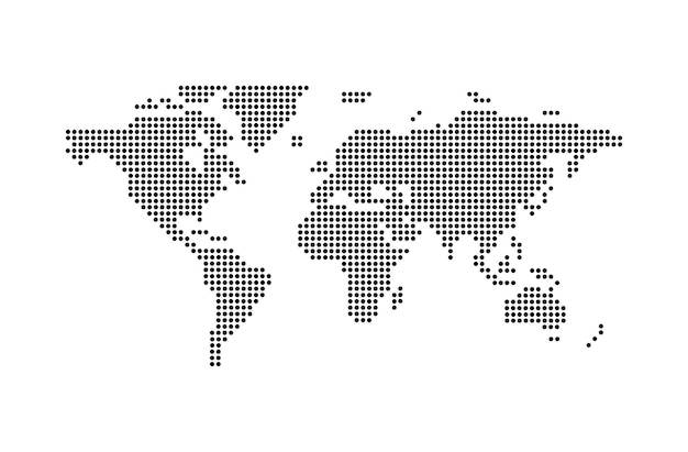 Vector de mapa del mundo punteado aislado en fondo blanco
