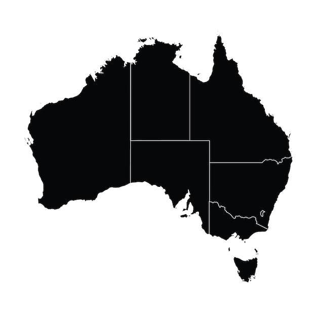 Vector de mapa de país de Australia con áreas regionales