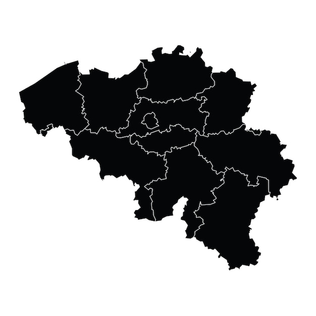 Vector de mapa de país de Bélgica con áreas regionales