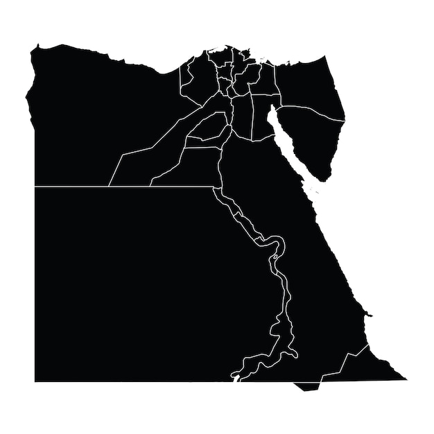 Vector de mapa de país de egipto con áreas regionales