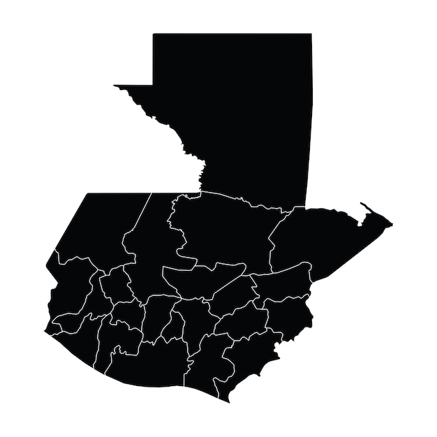 Vector de mapa de país de guatemala con áreas regionales