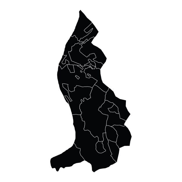 Vector de mapa de país de Liechtenstein con áreas regionales