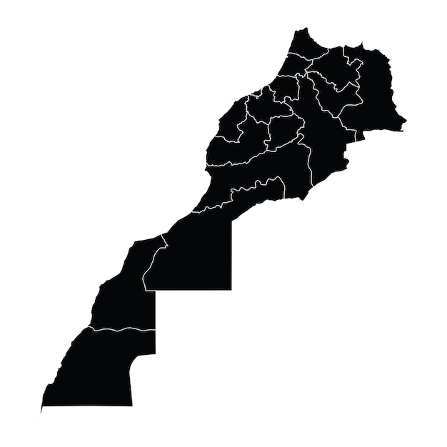 Vector vector de mapa de país de marruecos con áreas regionales