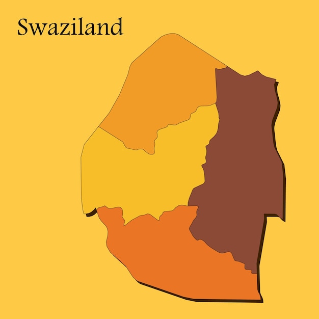 Vector de mapa de Swazilandia con líneas de regiones y ciudades y todas las regiones completas