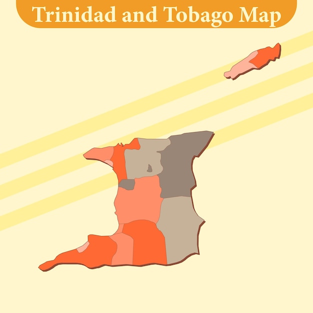 Vector vector mapa de trinidad y tobago vector con regiones y ciudades líneas y completo cada región