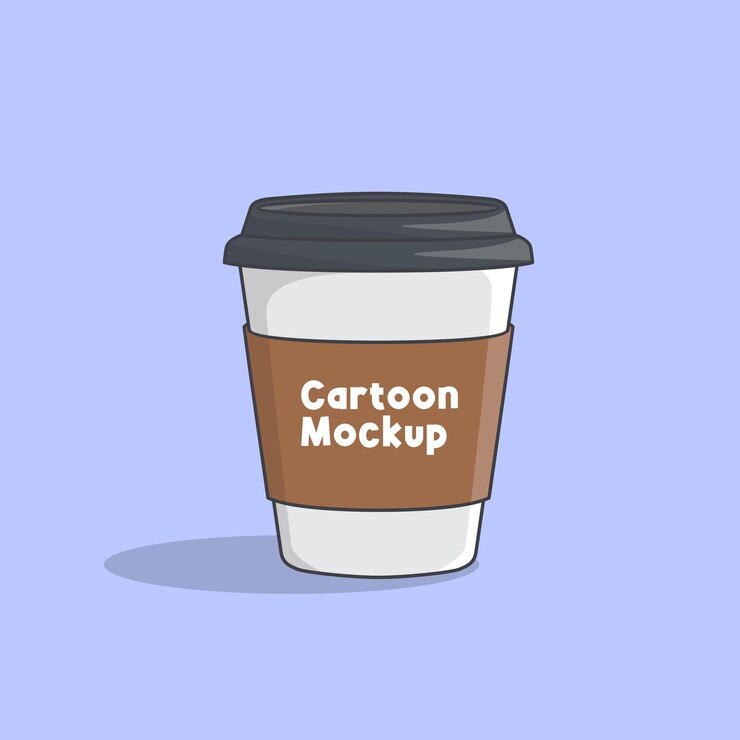 Vector de maqueta de dibujos animados de taza de café