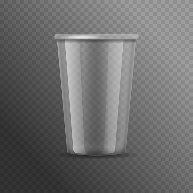 Vector de maqueta de plantilla de taza de plástico 3D detallada y realista