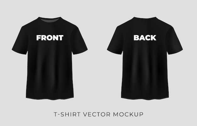Vector vector de maquetas de camisetas negras en blanco