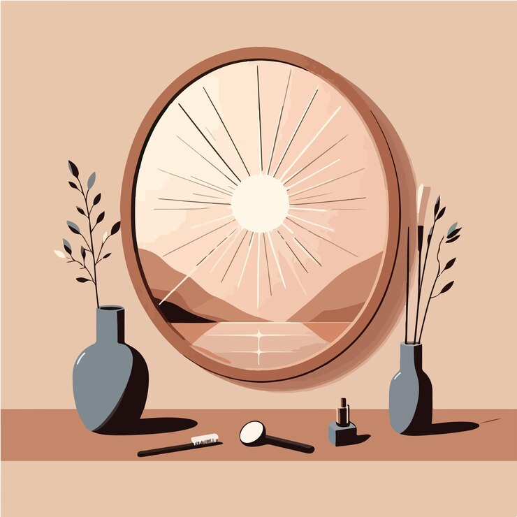 Vector vector maquillaje lugar de vidrio con un diseño minimalista simple