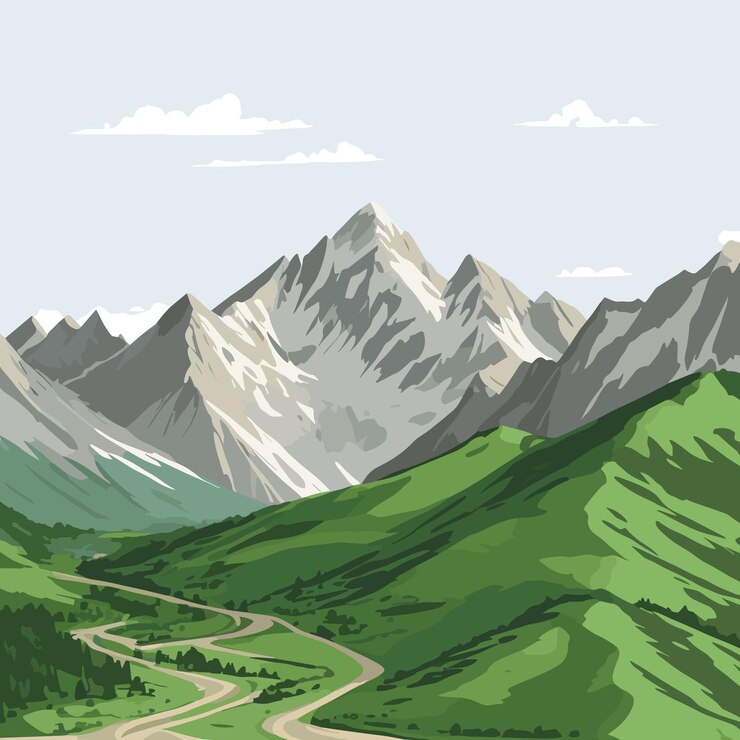 Vector maravillosa escena del paisaje de montaña