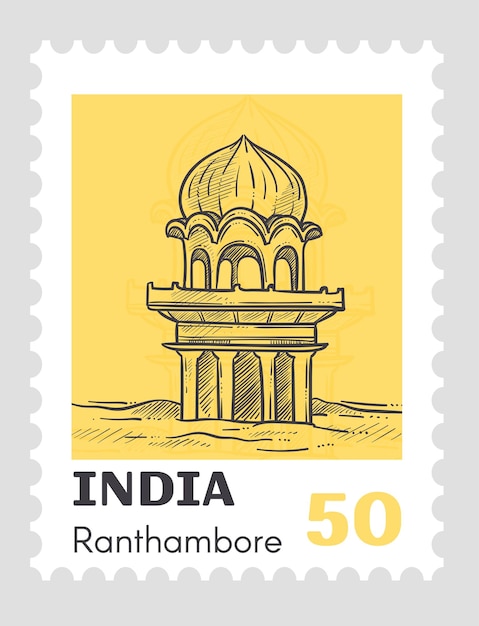 Vector de marca de correos del parque nacional de India Ranthambore