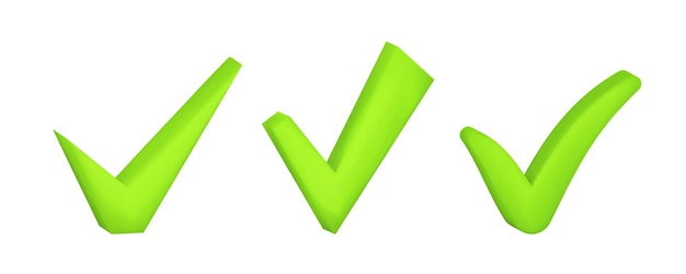 Vector de marca de verificación 3D dibujos animados de marca de verificación verde