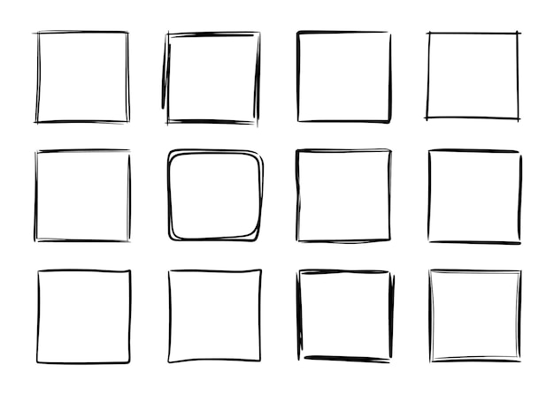 Vector de marco de boceto dibujado a mano Forma de borde de marco de lápiz rectángulo de doodle simple Doodle dibujado a mano