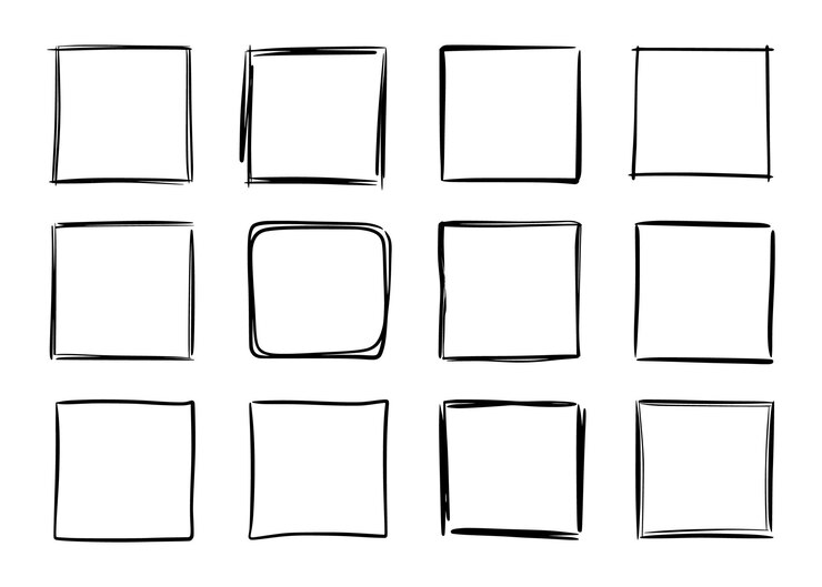 Vector de marco de boceto dibujado a mano Rectángulo de garabateo simple Forma de borde del marco de lápiz Retrato dibujado de mano
