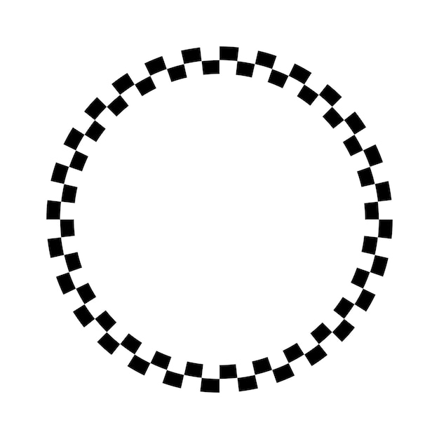 Vector de marco de círculo a cuadros en blanco y negro Borde de cuadrados alternos