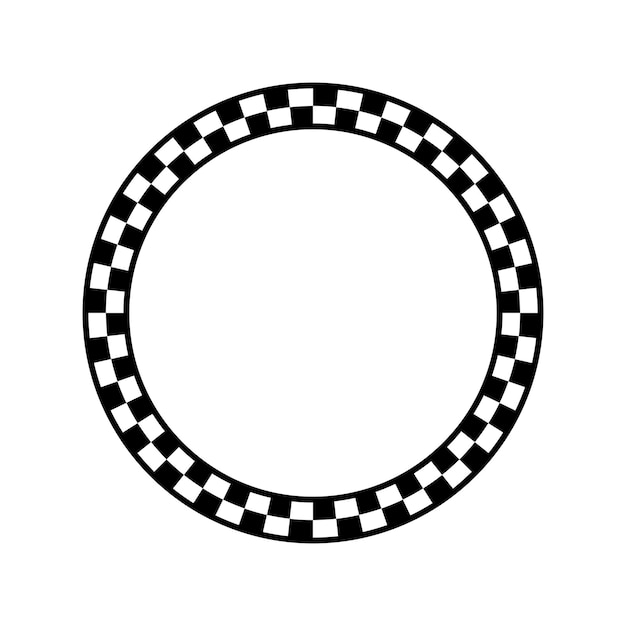 Vector de marco de círculo a cuadros blanco y negro. Borde redondo abstracto.