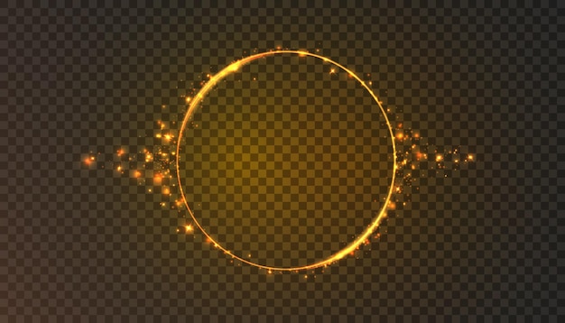 Vector marco dorado con efectos de luz aislado sobre fondo negro transparente Ilustración vectorial