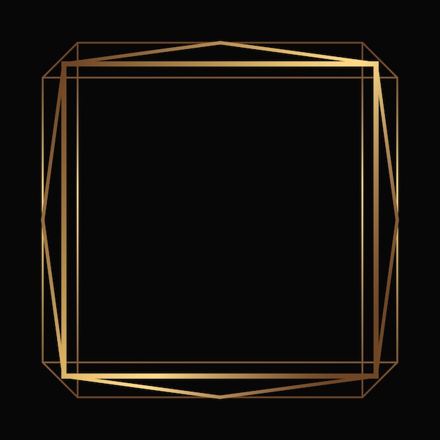 Vector marco dorado sobre fondo negro Plantilla art deco aislada con espacio de copia