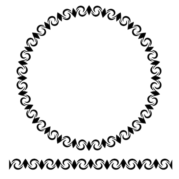 Vector marco floral círculo negro redondeado esquina, aislado en blanco