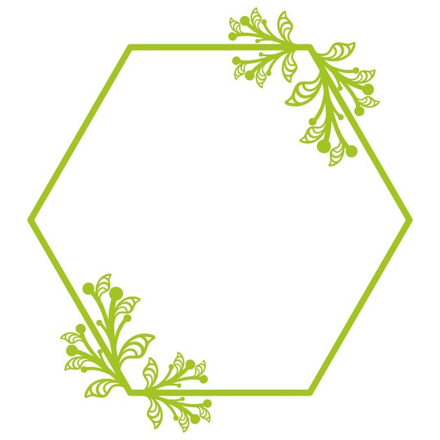 Vector de marco floral hexagonal