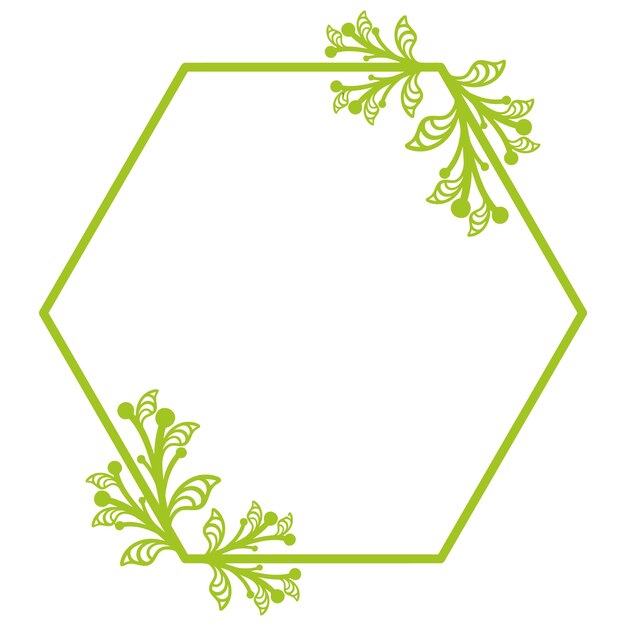 Vector de marco floral hexagonal