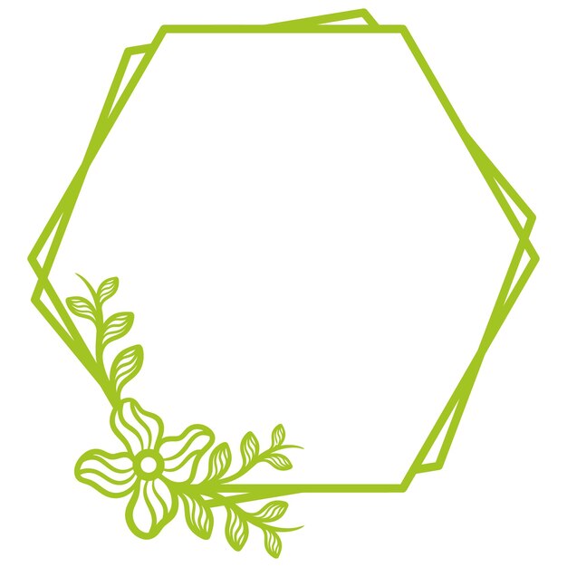 Vector vector de marco floral hexagonal