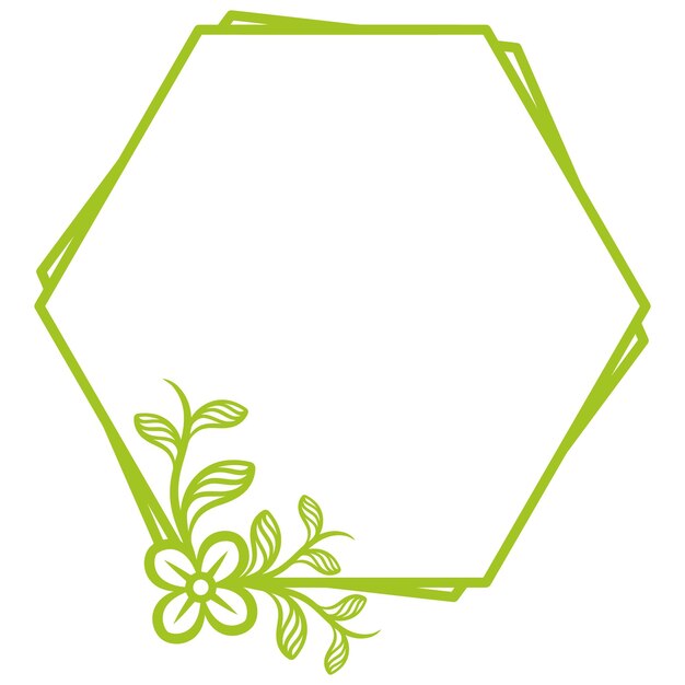 Vector de marco floral hexagonal