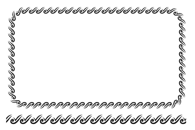 Vector marco floral rectángulo redondeado negro esquina, aislado en blanco