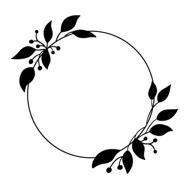 Vector Marco floral redondo con hojas.