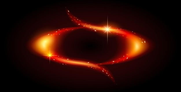 Vector de marco oval de combustión brillante composición realista del fuego