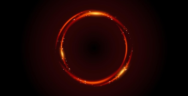 Vector de marco redondo de combustión brillante composición realista del fuego