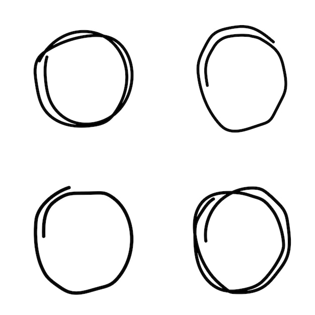 Vector marco redondo dibujado a mano conjunto de vectores dibujo a mano boceto lápiz garabateo estilo línea marco redondo hacer