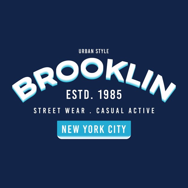 Vector vector marco de texto de brooklyn tipografía gráfica ilustración vectorial diseño de camiseta estilo casual
