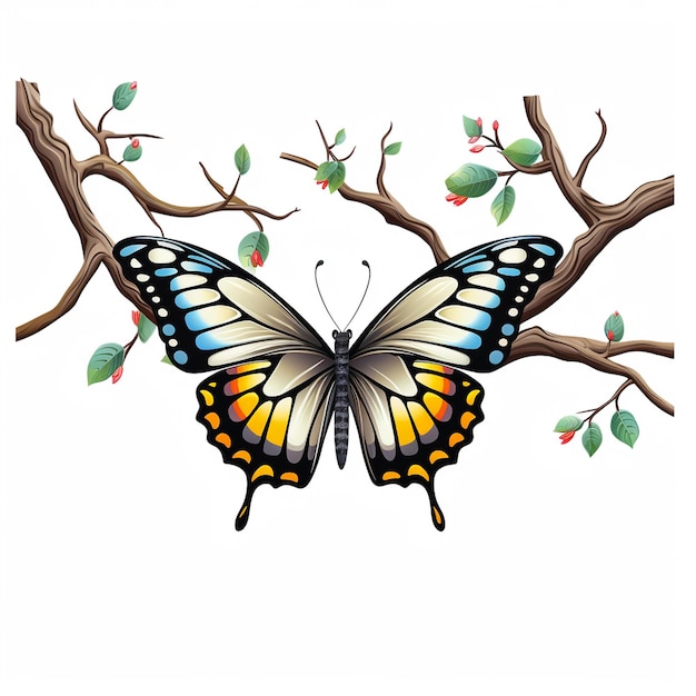 Vector de mariposa emperador mariposa blanca fondo estético
