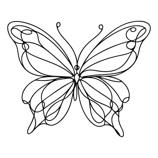 Un vector de mariposas en blanco y negro