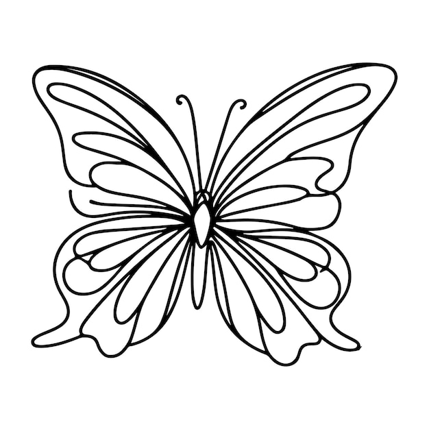 Un vector de mariposas en blanco y negro