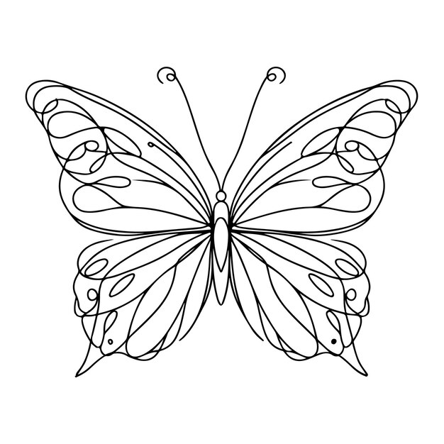 Un vector de mariposas en blanco y negro