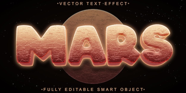 Vector de Marte realista de dibujos animados totalmente editable Efecto de texto de objeto inteligente