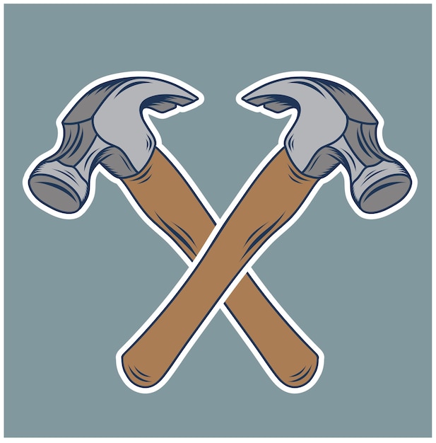 Vector de martillo vintage Ilustración herramientas de carpintería forma simple para el diseño gráfico del emblema del logotipo