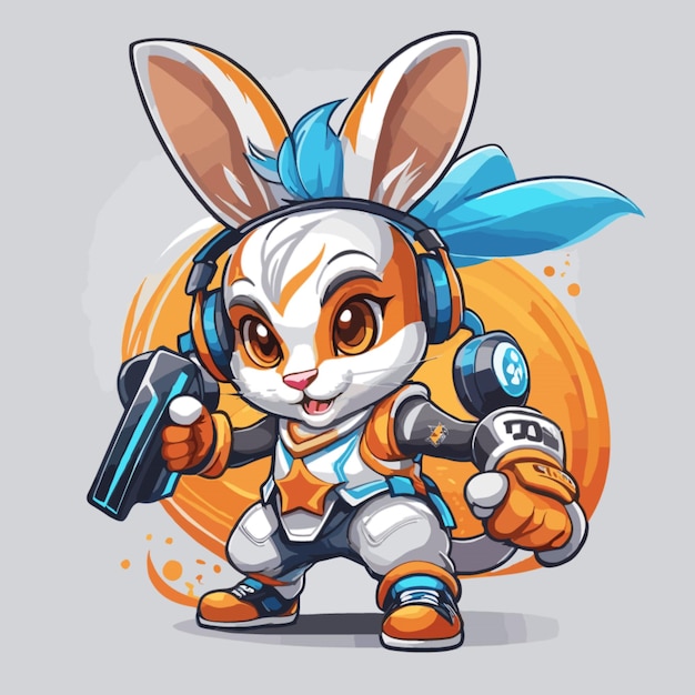 Vector de mascota de conejo sobre un fondo blanco