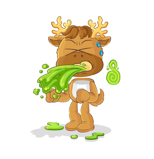 vector de mascota de dibujos animados de alce vomitar dibujos animados