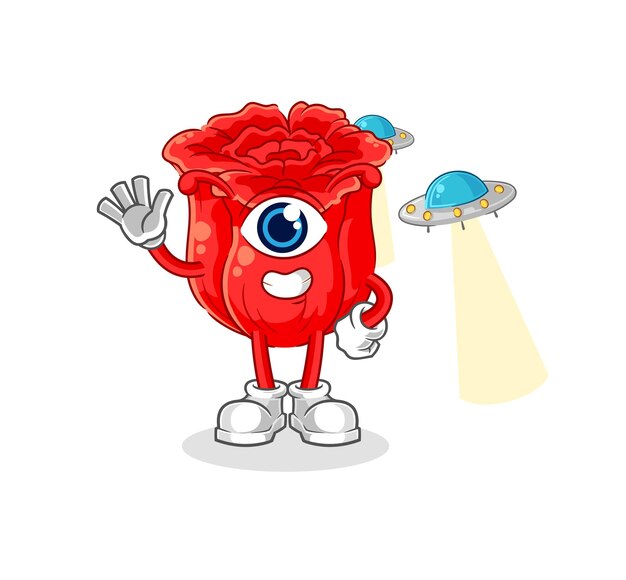 Vector de mascota de dibujos animados alienígena rosa