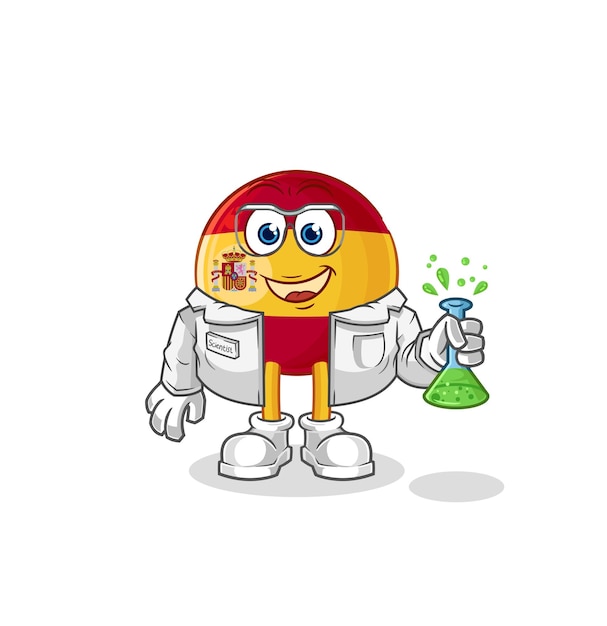 Vector de mascota de dibujos animados de carácter científico de España