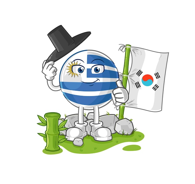 Vector de mascota de dibujos animados de carácter coreano de Uruguay